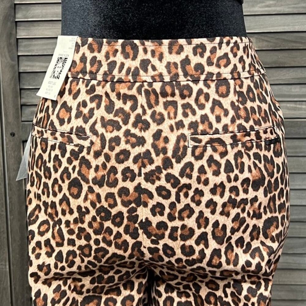 Anne Klein Leopard Print Bootcut Pants Size 6 NWT Mid Rise Stretch Animal Print - Picture 7 of 13